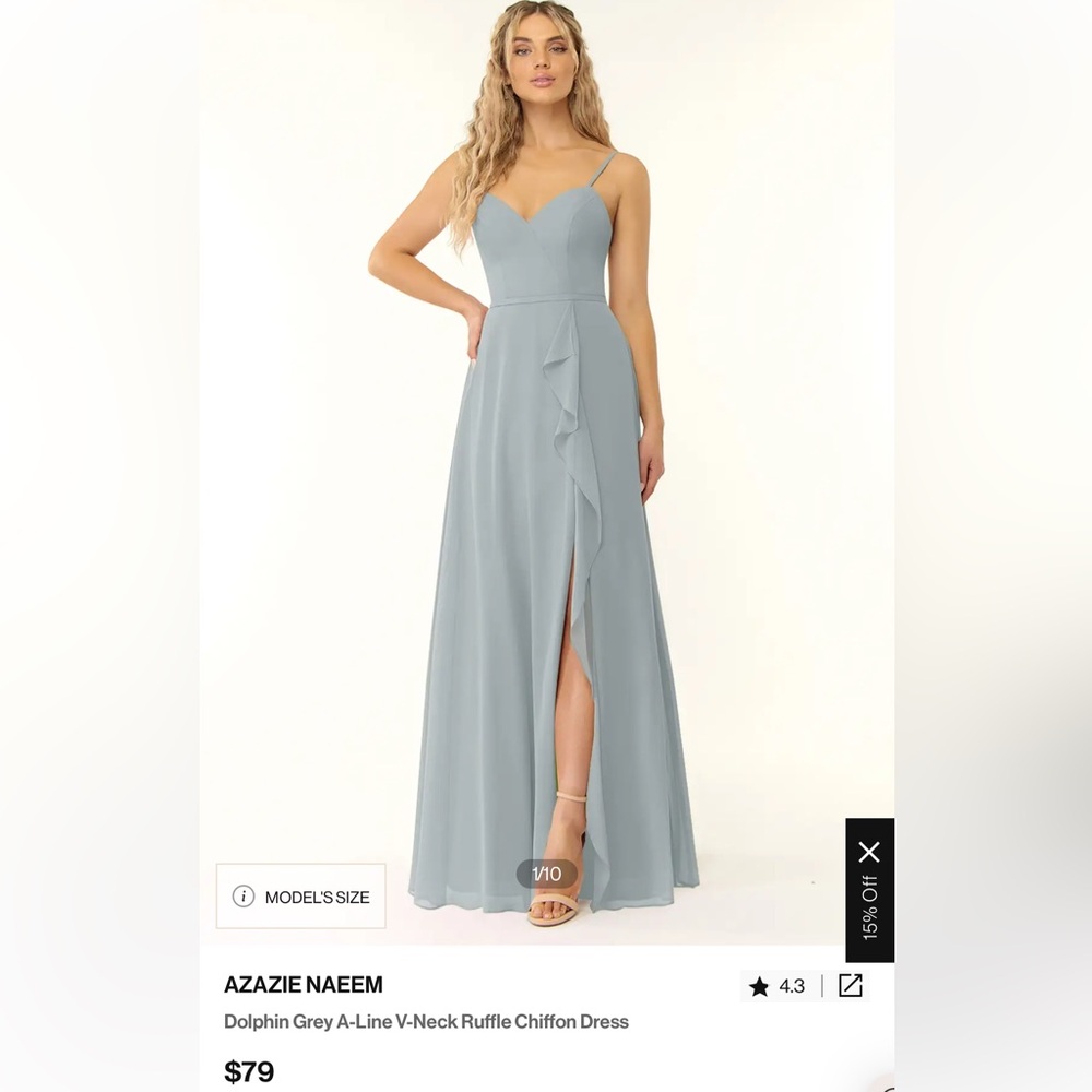 Azazie Naeem Dolphin grey bridesmaid dress size A4